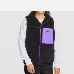 Nike Black and Purple Fleece Vest